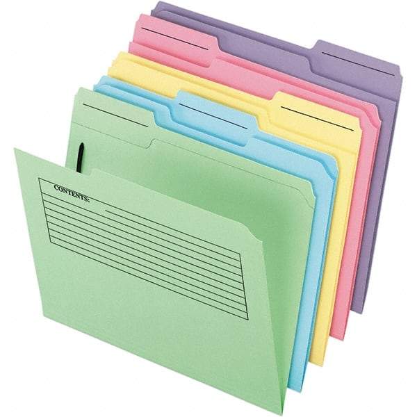 Pendaflex - 11-5/8 x 9-1/2", Letter Size, Assorted Colors, File Folders with Top Tab - 11 Point Stock, Assorted Tab Cut Location - Americas Industrial Supply