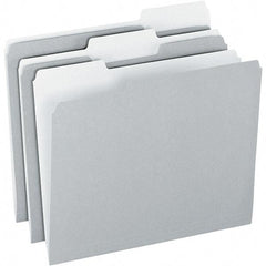 Pendaflex - 9-1/2 x 11-5/8", Letter Size, Gray/Light Gray, File Folders with Top Tab - 11 Point Stock, Assorted Tab Cut Location - Americas Industrial Supply