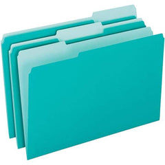 Pendaflex - 11-5/8 x 9-3/16", Letter Size, Aqua, File Folders with Top Tab - 11 Point Stock, Assorted Tab Cut Location - Americas Industrial Supply