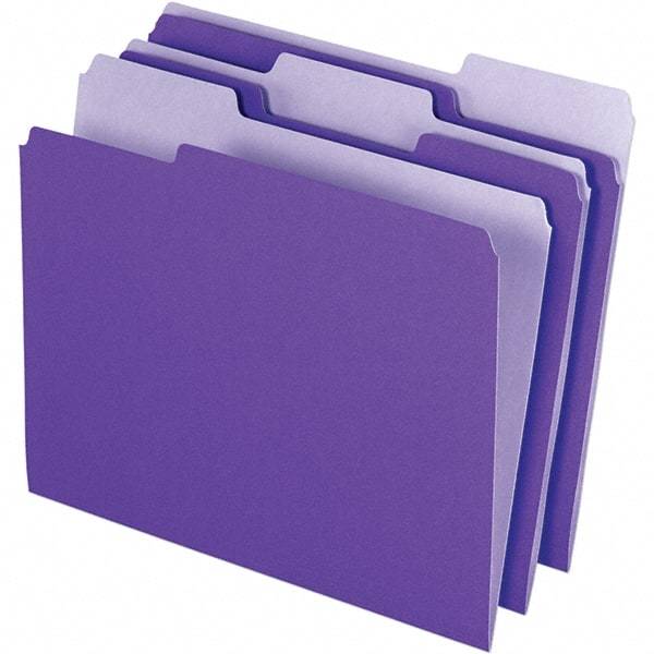 Pendaflex - 11-5/8 x 9-3/16", Letter Size, Violet, File Folders with Top Tab - 11 Point Stock, Assorted Tab Cut Location - Americas Industrial Supply