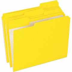 Pendaflex - 9-1/2 x 11-5/8", Letter Size, Yellow, File Folders with Top Tab - 11 Point Stock, Assorted Tab Cut Location - Americas Industrial Supply