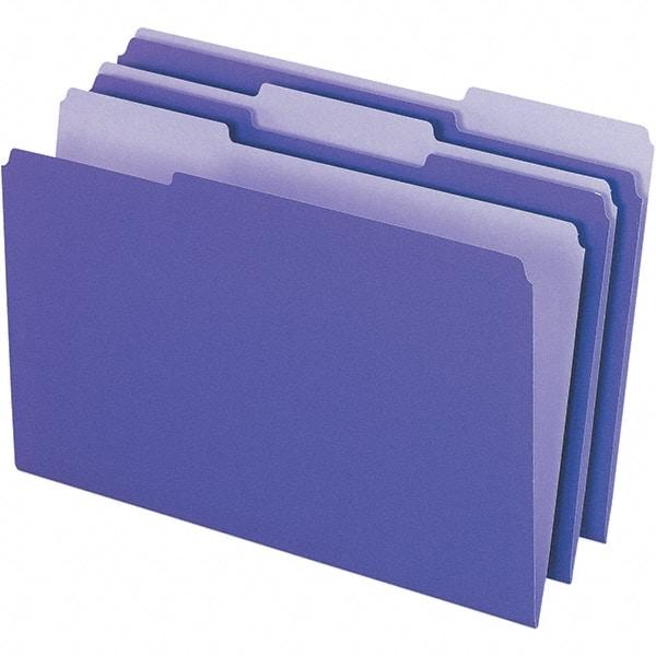 Pendaflex - 14-5/8 x 9-3/16", Legal, Violet, File Folders with Top Tab - 11 Point Stock, Assorted Tab Cut Location - Americas Industrial Supply