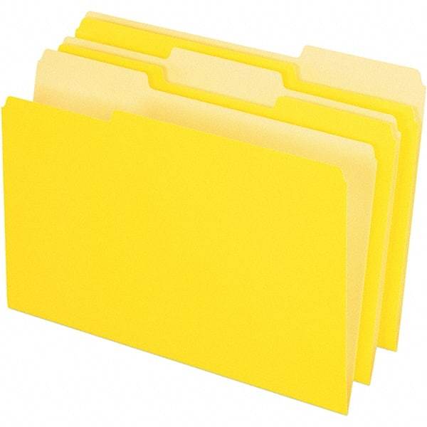 Pendaflex - 9-1/2 x 14-5/8", Legal, Yellow, File Folders with Top Tab - 11 Point Stock, Assorted Tab Cut Location - Americas Industrial Supply