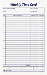 TOPS - 1" High x 4-19/64" Wide Weekly Time Cards - Use with Manual Time Record - Americas Industrial Supply