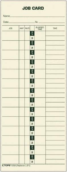 TOPS - 3-29/32" High x 9-45/64" Wide Weekly Time Cards - Use with Cincinnati L-61, Lathem L-61, Simplex 15-800622 - Americas Industrial Supply