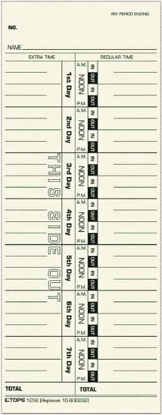 TOPS - 3-29/32" High x 9-39/64" Wide Weekly Time Cards - Americas Industrial Supply