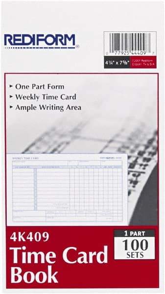 REDIFORM - 29/32" High x 4-13/64" Wide Weekly Time Cards - Use with Manual Time Record - Americas Industrial Supply