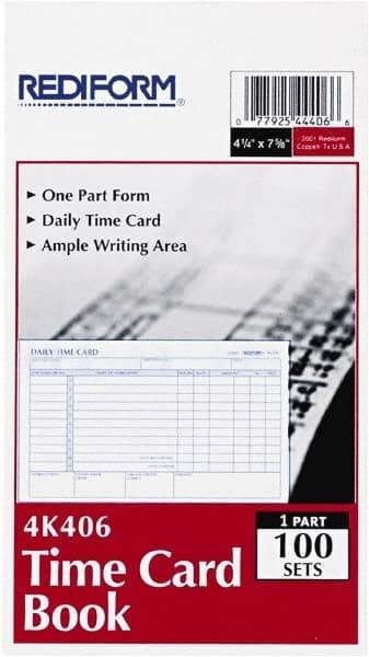 REDIFORM - 29/32" High x 4-13/64" Wide Daily Time Cards - Use with Manual Time Record - Americas Industrial Supply