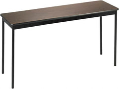 Barricks - 18" Long x 60" Wide x 30" High Stationary Rectangular Utility Tables - 3/4" Thick, Walnut & Black, Wood Grain Laminate/Steel - Americas Industrial Supply