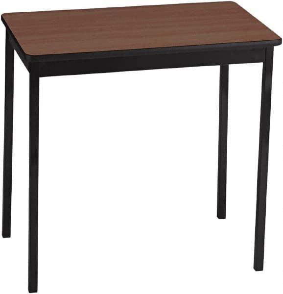 Barricks - 18" Long x 30" Wide x 30" High Stationary Rectangular Utility Tables - 3/4" Thick, Walnut & Black, Wood Grain Laminate/Steel - Americas Industrial Supply