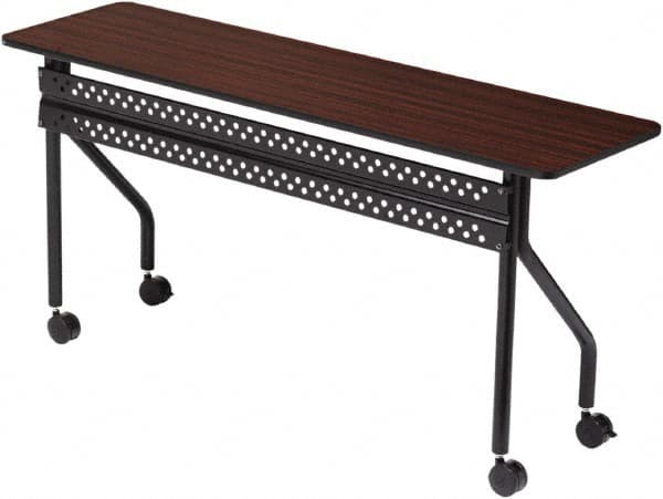 ICEBERG - 18" Long x 60" Wide x 29" High Stationary Rectangular Training Table - 3/4" Thick, Mahogany & Black, Melamine/Laminate/Steel - Americas Industrial Supply