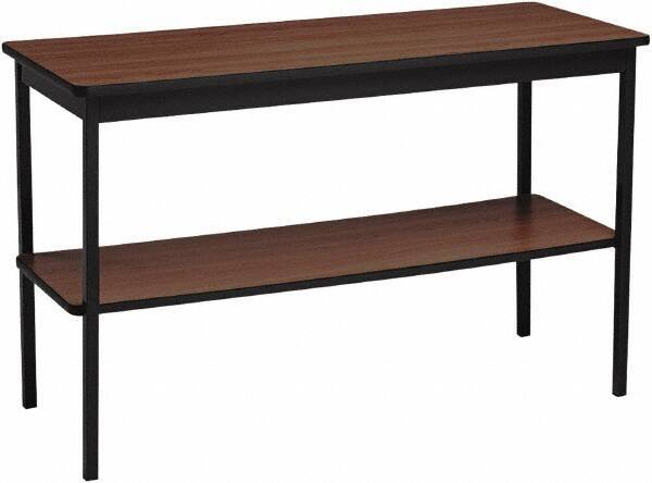 Barricks - 18" Long x 48" Wide x 30" High Stationary Rectangular Utility Tables - 3/4" Thick, Walnut & Black, Wood Grain Laminate/Steel - Americas Industrial Supply