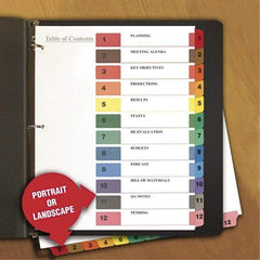 Universal One - 11 x 8 1/2" 8 Tabs, 3-Hole Punched, Tab Divider - Multicolor Tabs, White Folder - Americas Industrial Supply