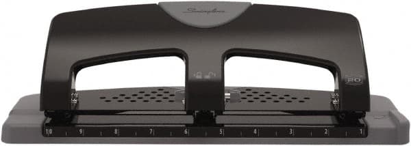 Swingline - Paper Punches Type: 20 Sheet Three-Hole Punch Color: Black/Gray - Americas Industrial Supply