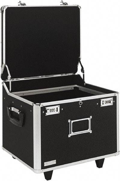 Vaultz - 1 Compartment, 15-1/4" Wide x 11-1/2" High x 12-1/4" Deep, Portable Storage Box - Aluminum, Chrome & PVC, Black - Americas Industrial Supply