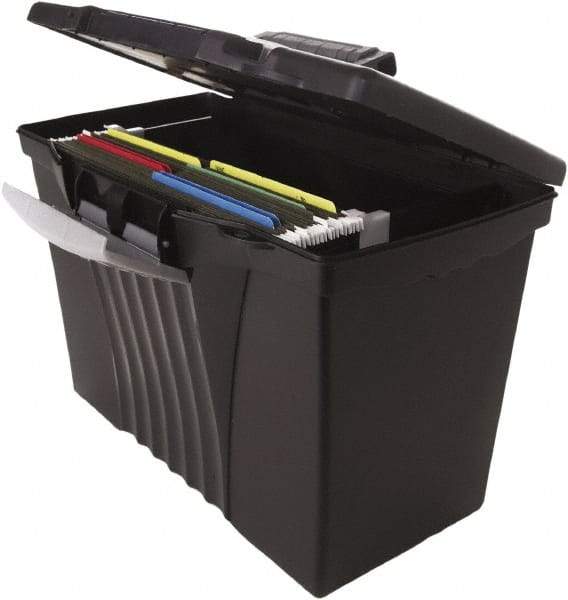 Storex - 1 Compartment, 14-1/2" Wide x 12" High x 10-1/2" Deep, File Storage Boxes - Plastic, Black - Americas Industrial Supply