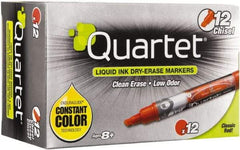 Quartet - Red, Chisel Tip, Dozen EnduraGlide Dry Erase Markers - For Use with Dry Erase Marker Boards - Americas Industrial Supply