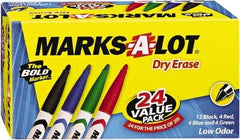 Marks-A-Lot - Assorted Colors, Pen Style, Bullet Tip, 24 Set Dry Erase Markers - For Use with Dry Erase Marker Boards - Americas Industrial Supply