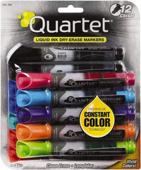 Quartet - Assorted Colors, Chisel Tip, 12 Set EnduraGlide Dry Erase Markers - For Use with Dry Erase Marker Boards - Americas Industrial Supply