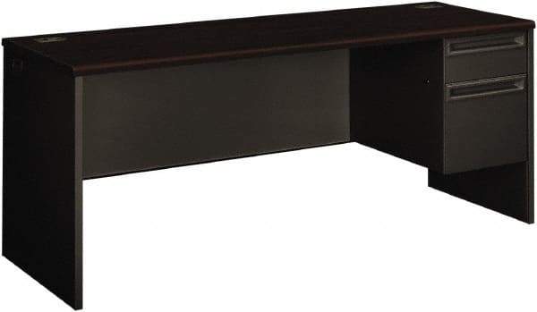 Hon - 72" Long x 29-1/2" High x 24" Deep, 2 Drawer Credenza - Mahogany/Charcoal (Color), Steel-Reinforced High-Pressure Laminate/Metal - Americas Industrial Supply