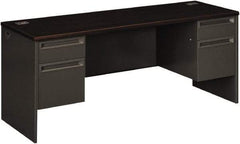 Hon - 72" Long x 29-1/2" High x 24" Deep, 4 Drawer Kneespace Credenza - Mahogany/Charcoal (Color), Metal - Americas Industrial Supply