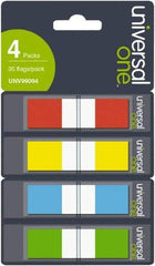 Universal One - Self-Stick Page Flags Style: Flag Color: Orange; Red; Blue; Yellow; Green - Americas Industrial Supply