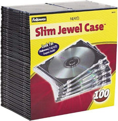 FELLOWES - 1 Compartment, 5-5/8" Wide x 4-15/16" High x 3/16" Deep, CD Case - Plastic, Clear/Black - Americas Industrial Supply