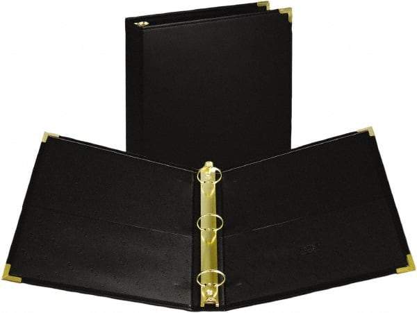 Samsill - 350 Sheet Capacity, 11 x 8-1/2", Non-View Ring Binder - Vinyl, Black - Americas Industrial Supply