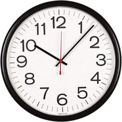 UNIVERSAL - White Face, Dial Wall Clock - Analog Display, Black Case, Runs on AA Battery - Americas Industrial Supply