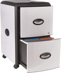 Storex - 19" Wide x 23" High x 15" Deep, 2 Drawer Mobile Pedestal - Plastic/Steel, Silver/Black - Americas Industrial Supply