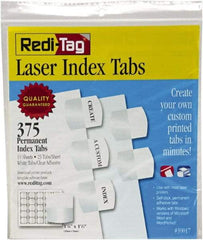 Redi-Tag - 1-1/8 x 1-1/4" 375 Tabs, Self-Adhesive, Self-Adhesive File Folder Tabs - White - Americas Industrial Supply