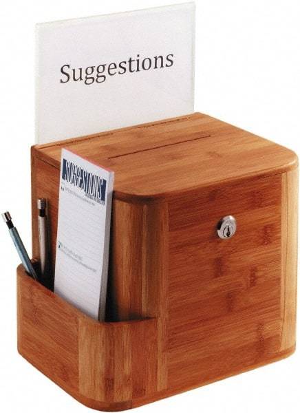 Safco - 10" Wide x 8" Deep x 14" High, Suggestion Box - Cherry - Americas Industrial Supply