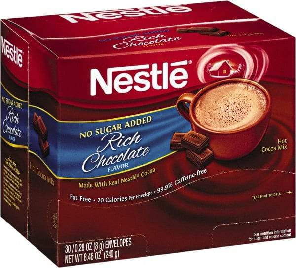 Nestle - No-Sugar-Added Hot Cocoa Mix Envelopes, Rich Chocolate, 0.28 oz Packet, 30/Box - Americas Industrial Supply