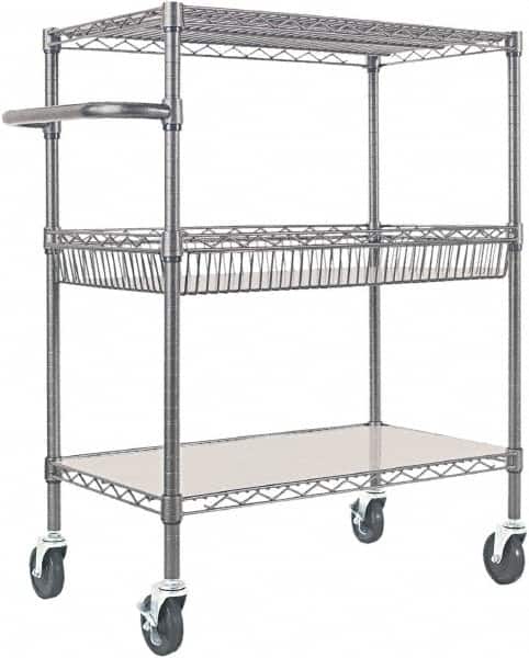 ALERA - 500 Lb Capacity, 34" Wide x 18" Long x 40" High Standard Utility Cart - 2 Shelf, Steel - Americas Industrial Supply