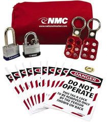 NMC - 5 Piece Lockout Tagout Kit - Keyed Differently, Comes in Pouch - Americas Industrial Supply