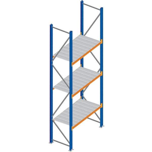 Interlake Mecalux - 1 Bay, 3 Shelf, 2,200 Lb per Level Capacity, Blue Bulk Storage Rack - 60" Wide x 84" High x 24" Deep - Americas Industrial Supply