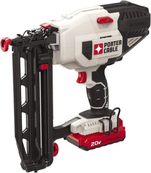 Porter-Cable - Cordless Finish Nailer Kit - 16 Gauge Nail Diam, 2-1/2" Long Nail, Lithium-Ion Batteries Included - Americas Industrial Supply