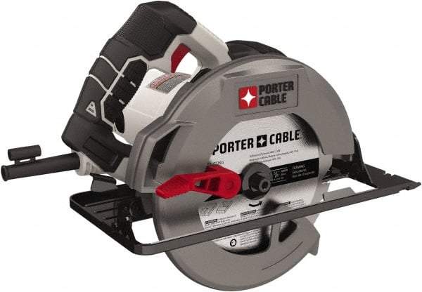 Porter-Cable - 15 Amps, 7-1/4" Blade Diam, 5,500 RPM, Electric Circular Saw - 120 Volts, 6' Cord Length, 5/8" Arbor Hole, Right Blade - Americas Industrial Supply