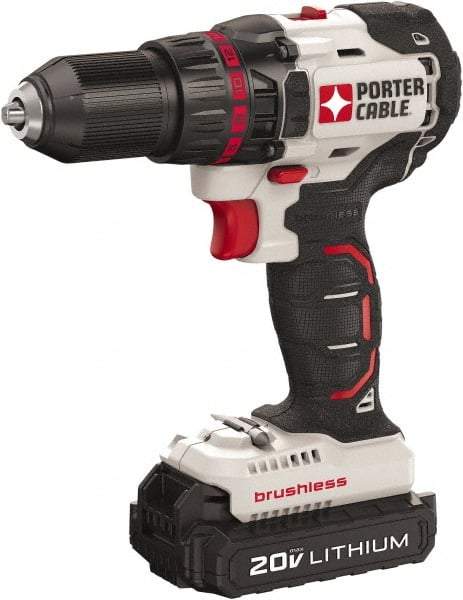 Porter-Cable - 20 Volt 1/2" Chuck Mid-Handle Cordless Drill - 0-1700 RPM, Keyless Chuck, Reversible, 2 Lithium-Ion Batteries Included - Americas Industrial Supply