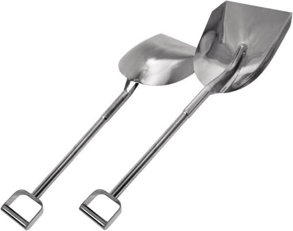 SANI-LAV - 15-1/2" High x 11-1/2" Wide Round Steel Shovel - 24-1/2" Long Steel D-Grip Handle, No Step - Americas Industrial Supply