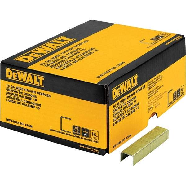 DeWALT - 1" Long x 1/16" Wide, 16 Gauge Crowned Construction Staple - Steel, Galvanized Finish - Americas Industrial Supply