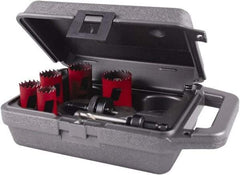 M.K. MORSE - 7 Piece, 7/8" to 1-1/2" Saw Diam, Mechanic's Hole Saw Kit - Bi-Metal, Toothed Edge, Pilot Drill Model No. MAPD301, Includes 2 Hole Saws - Americas Industrial Supply