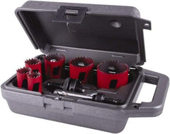 M.K. MORSE - 8 Piece, 3/4" to 2-1/4" Saw Diam, Plumber's Hole Saw Kit - Bi-Metal, Toothed Edge, Pilot Drill Model No. MAPD301, Includes 2 Hole Saws - Americas Industrial Supply