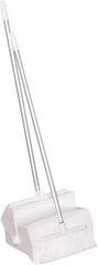 Remco - 14" Wide x 7-1/8" Deep x 47-1/2" High Upright Dustpan with Broom - Plastic Body, 37" Aluminum Handle, White - Americas Industrial Supply