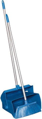 Remco - 14" Wide x 7-1/8" Deep x 47-1/2" High Upright Dustpan with Broom - Plastic Body, 37" Aluminum Handle, Blue - Americas Industrial Supply