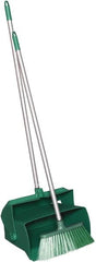 Remco - 14" Wide x 7-1/8" Deep x 47-1/2" High Upright Dustpan with Broom - Plastic Body, 37" Aluminum Handle, Green - Americas Industrial Supply