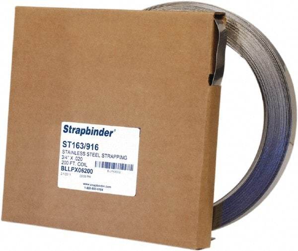 IDEAL TRIDON - Grade 304, Stainless Steel Banding Strap Roll - 1/2" Wide x 0.025" Thick - Americas Industrial Supply