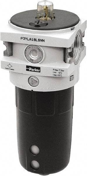 Parker - 1" NPT, 254 Max psi Hi-Flow Lubricator - Polypropylene Bowl, Aluminum Body, 390 CFM, 140°F Max Temp, 3-1/2" Wide x 9.7" High - Americas Industrial Supply