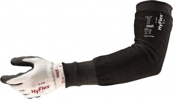 Ansell - Size Wide, Black HPPE, Spandex, Polyester, Glass & Polyamide Cut Resistant Sleeve - 16" Long Sleeve, Cut Resistance Level A4, Continuous Knit Cuff - Americas Industrial Supply