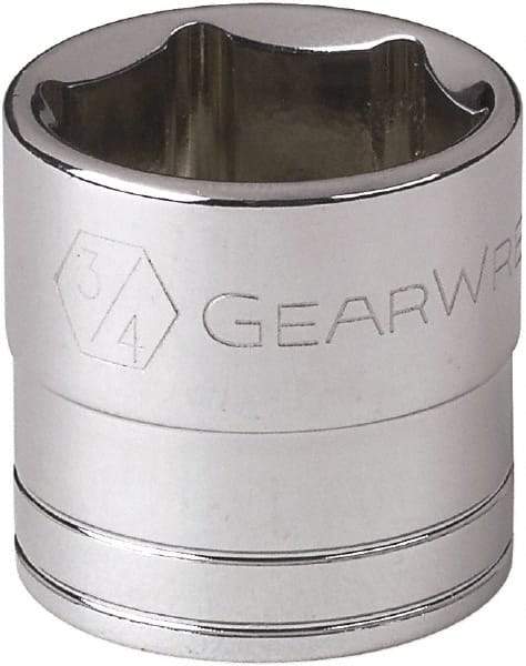 GearWrench - 3/4", 3/8" Drive, Standard Hand Socket - 6 Points, 0.984" OAL, Alloy Steel, Full Polish Finish - Americas Industrial Supply